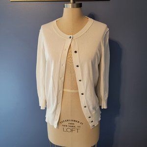 LOFT - Ivory cardigan, Pima cotton, 3/4 sleeve